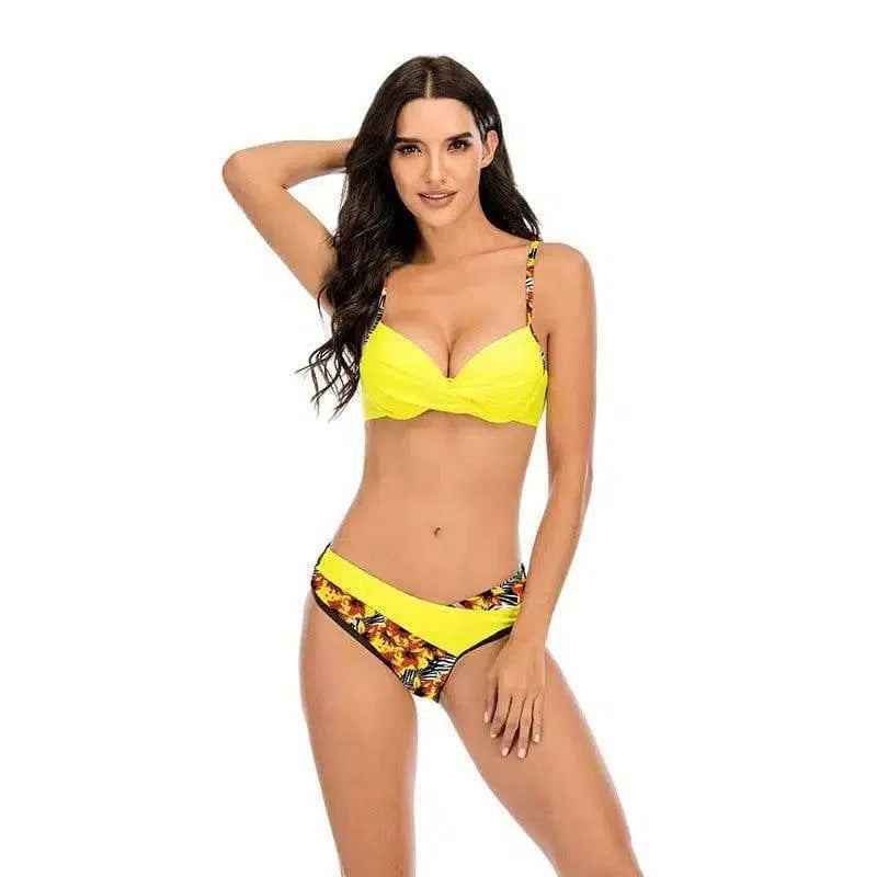 Bikini European And American Sexy Hard Bag Split-PrintedYellow-9