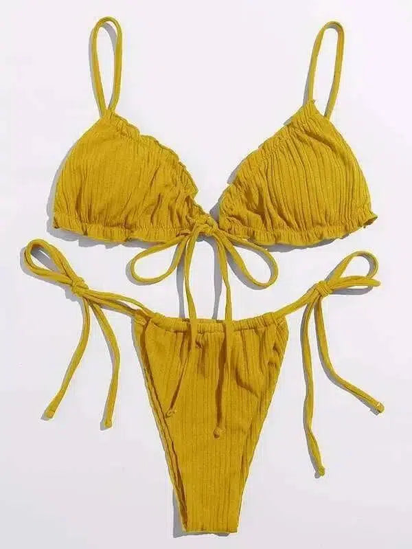 Bikini Swimsuit European And American Sexy Triangle Bag-Yellow-1