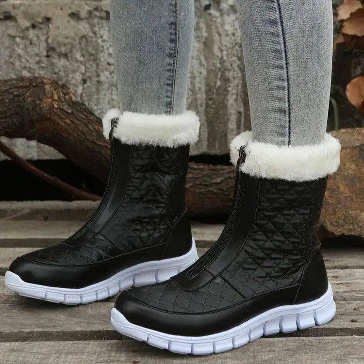 Black Boots For Women Shoes Winter Push Warm Combat Boots-1