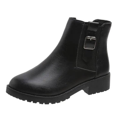 Black Martin Boots Winter Buckle Shoes-7