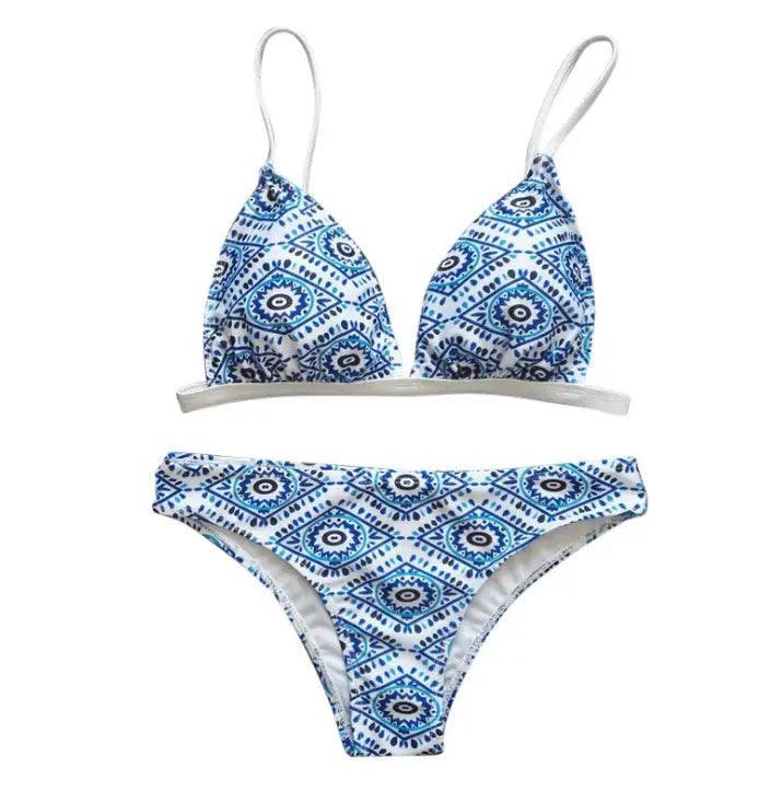 blue printed bikini halter bikini set women swimsuit beach-2