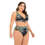 Women High Waist Bikinis set Swimsuit Plus size Swimwear Large Big Plussize New Swimming Suits Beachwear Wear For Female-2