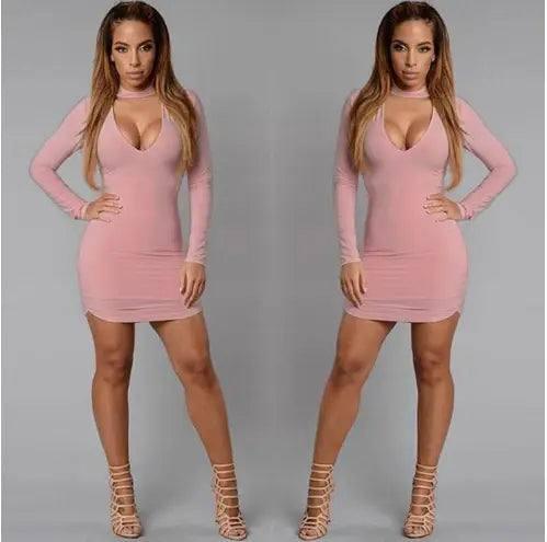 bursting, V collar, cocktail dresses and dress sexy dresses-Pink-7