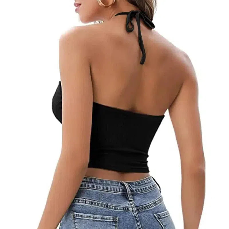 Camisole Halter Vest Women Summer Sexy Hollow Tops-5