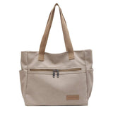 Canvas Shoulder Bags Women's Totes Handbag-Greige-5