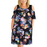 Big size 9XL Dress for Fat MM 2023 Woman Summer dress Loose plus size dresses off the shoulder women clothing 9XL dress vestidos-colorful rose-7