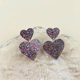 Chic Pink Glitter Heart Earrings for Valentine's-6