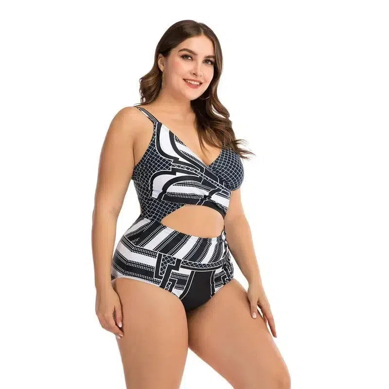 Women Plus Size Swimsuit One Piece Push Up Swimwear Large Big Plussize Swimming Suits Beachwear Bathing Suits For Famale-3