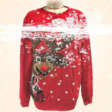 Christmas Elk Red Loose-fitting Knitted Sweater-2