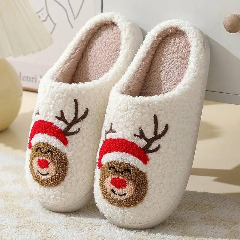 Christmas Home Slippers Cute Cartoon Santa Claus Cotton-Moose-7