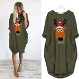 Christmas print sweater dress-Army Green-6