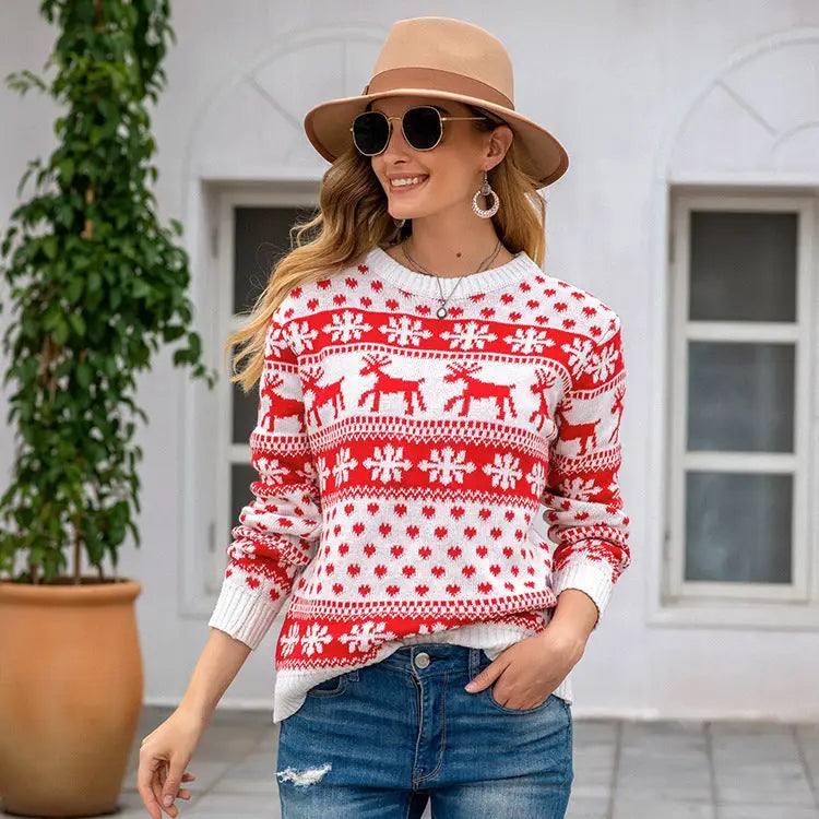 Christmas sweater snowflake pullover women-4