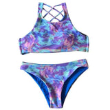 Color printing triangle split bikini color printing-2