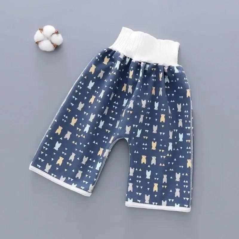 Cotton and bamboo fiber Baby diaper skirt-Darkbluepant-9