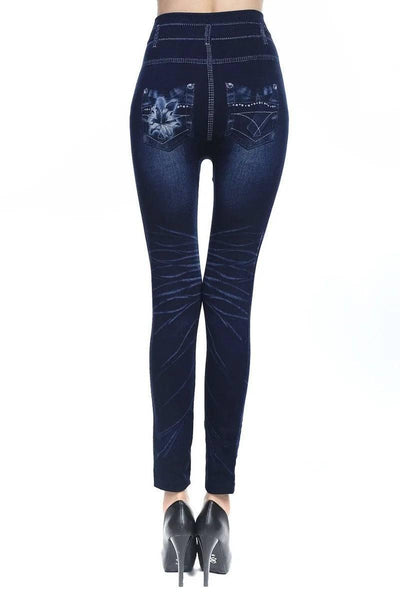 Denim Leggings Capris Hollow-2