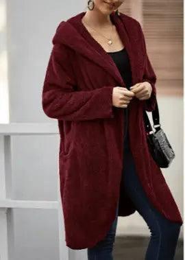 Double-sided fleece coat-Wine red-3