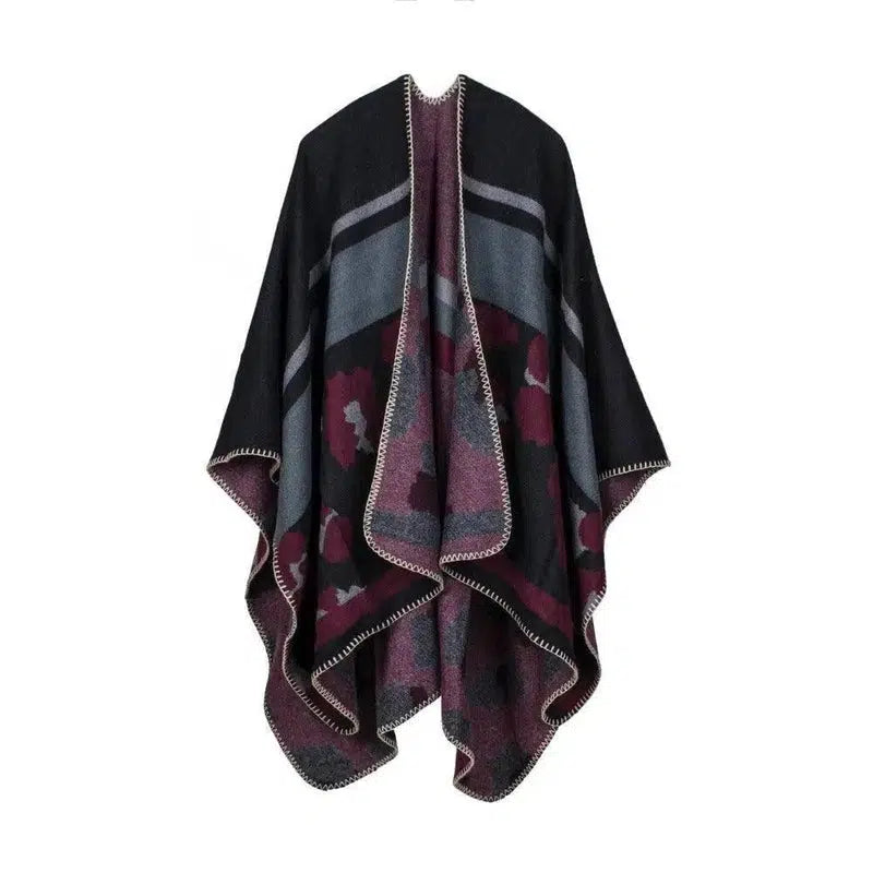 Elegant Large Plaid Cashmere Scarf-44