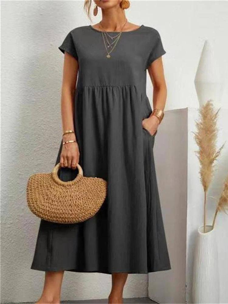 Stylish Comfy Cotton Dresses for Every Occasion-Dark Grey-9