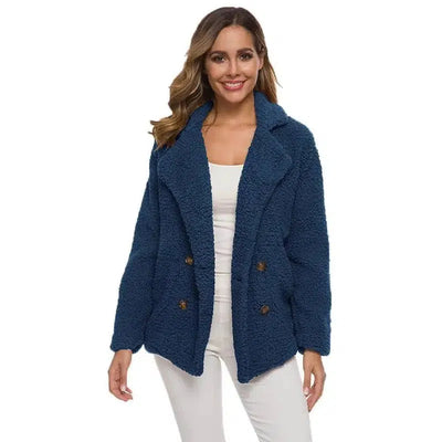 European And American Lamb Fleece Thickened Women's Sweater-Navy Blue-10