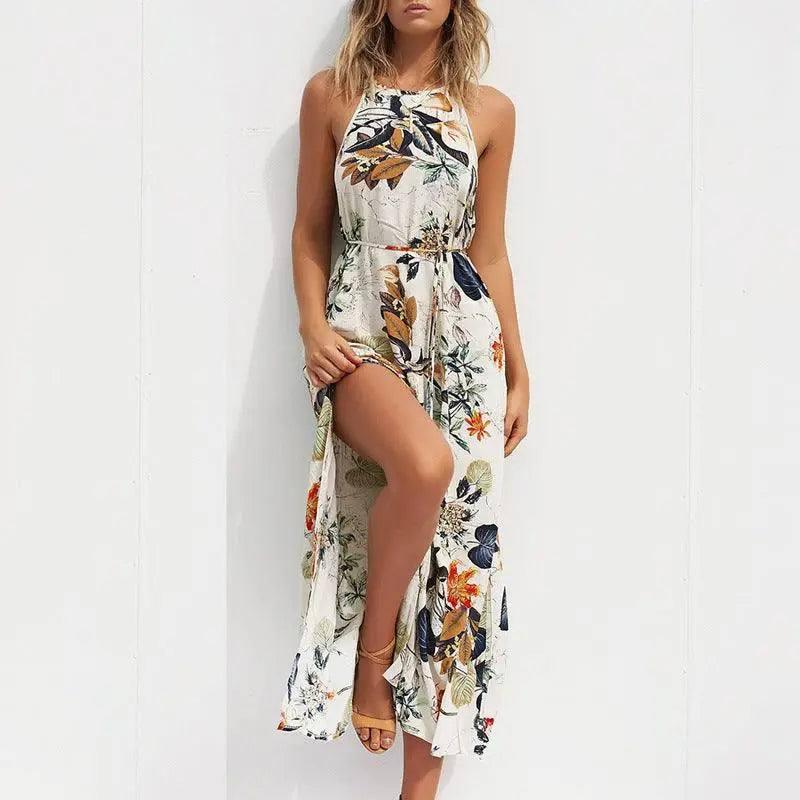 European and American sling cotton printed long beach dress-Picturecolor-16