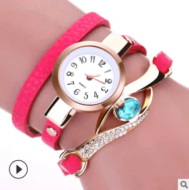 Fashion casual ladies winding table, big eyes ladies winding watch bracelet watch-5