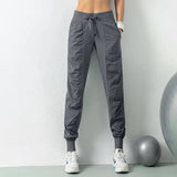 Fashion Casual Sports Pants For Women Loose Legs Drawstring High Waist Trousers With Pockets Running Sports Gym Fitness Yoga Pants-9