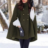 Fashion Casual Women's Loose Woolen Cloak Coat-ArmyGreen-4