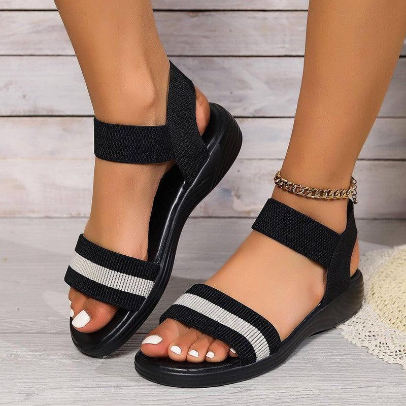 Fashion Color-block Elastic Sandals Summer Fashion Fish-White-1