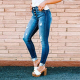 Fashion Holes Skinny Jeans-9