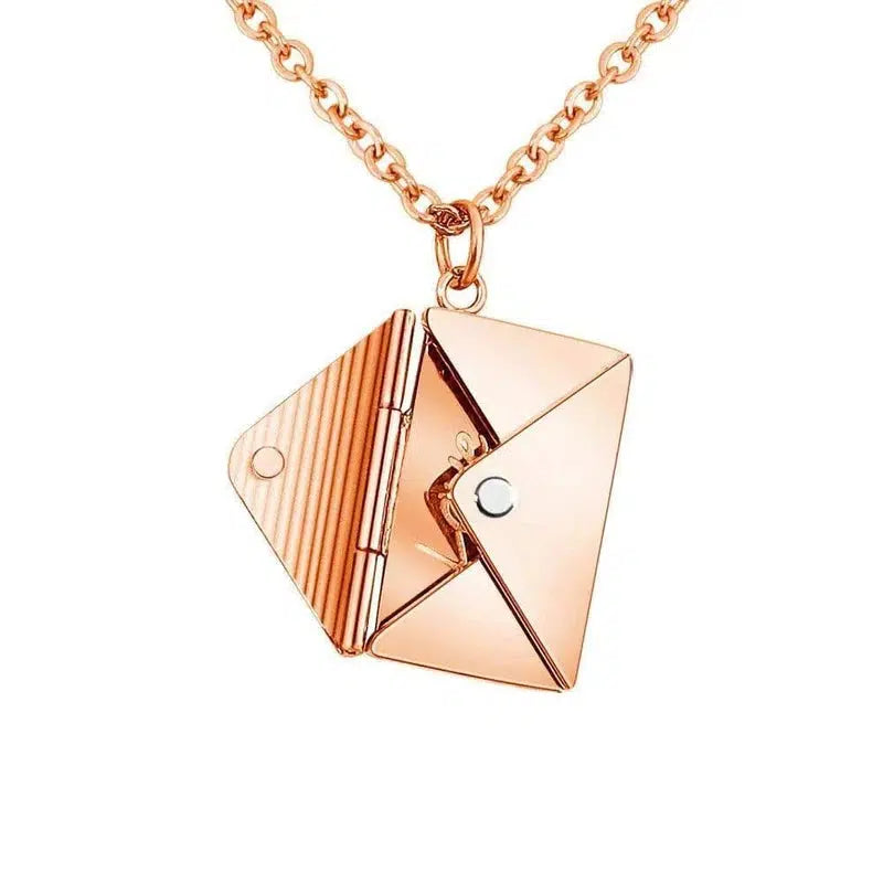 Fashion Jewelry Envelop Necklace Pendant Necklace Women-RoseGold-4