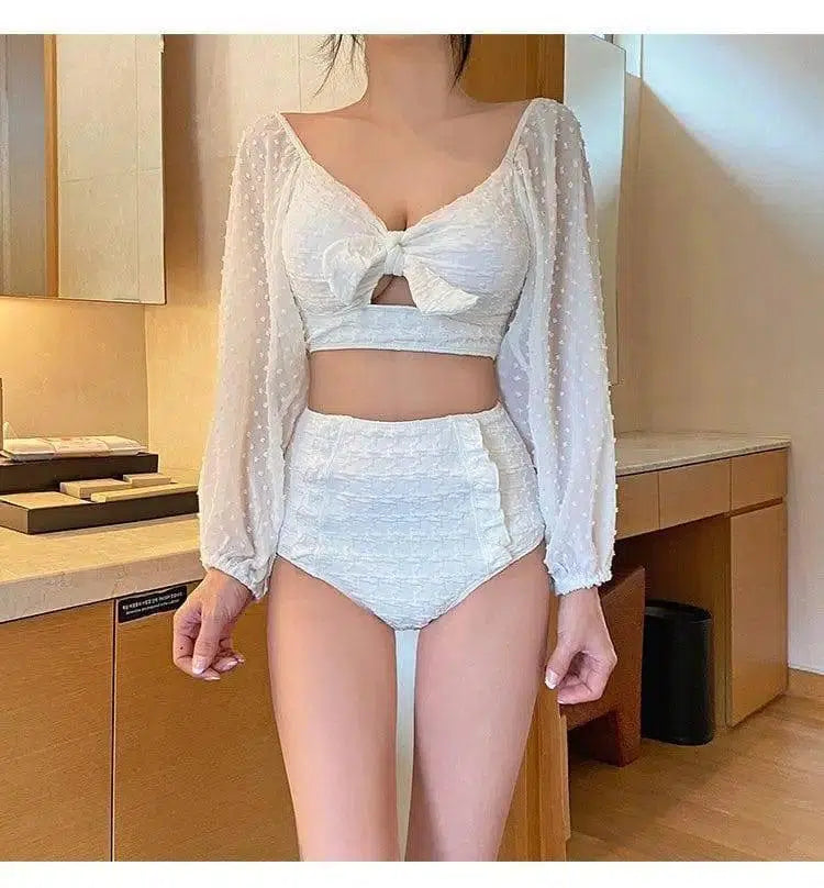 Fashion Lace Long Sleeve Sunscreen Bikini-2