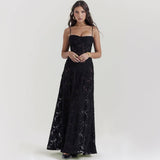 Elegant Black Long Lace Dress for Summer-7