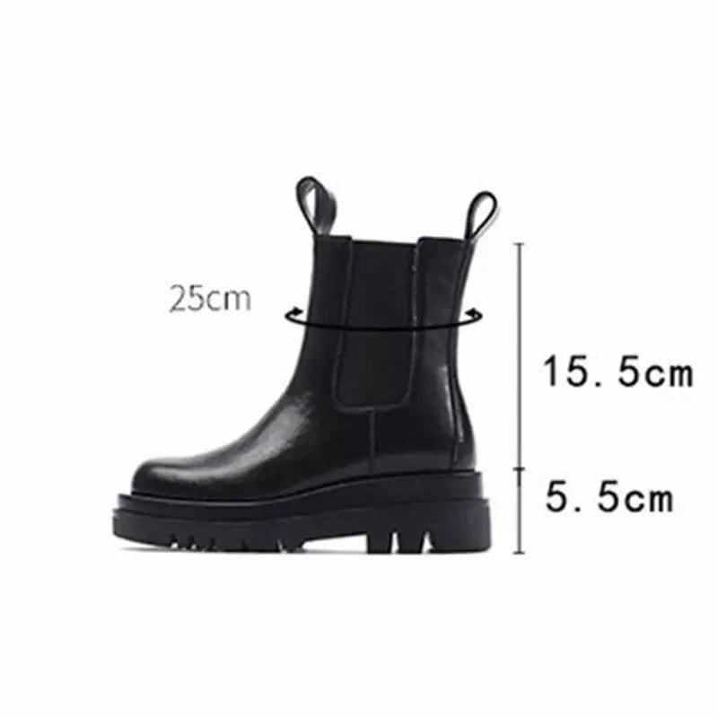 Fashion thick-soled smoke tube boots women-Black short tube-9