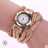 Fashion watch ladies fashion watch, diamond twisted pu belt winding fashion watch-4