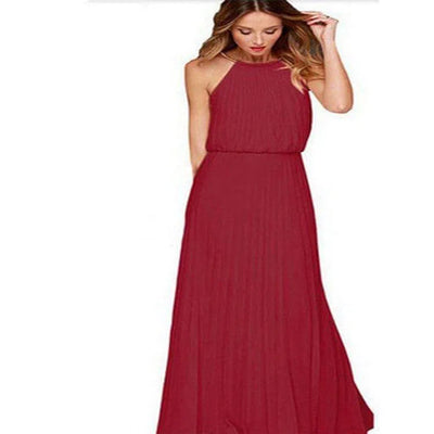 Fashionable dress long skirt-Wine red-11