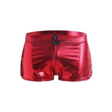 Faux leather boxer shorts-Red-6