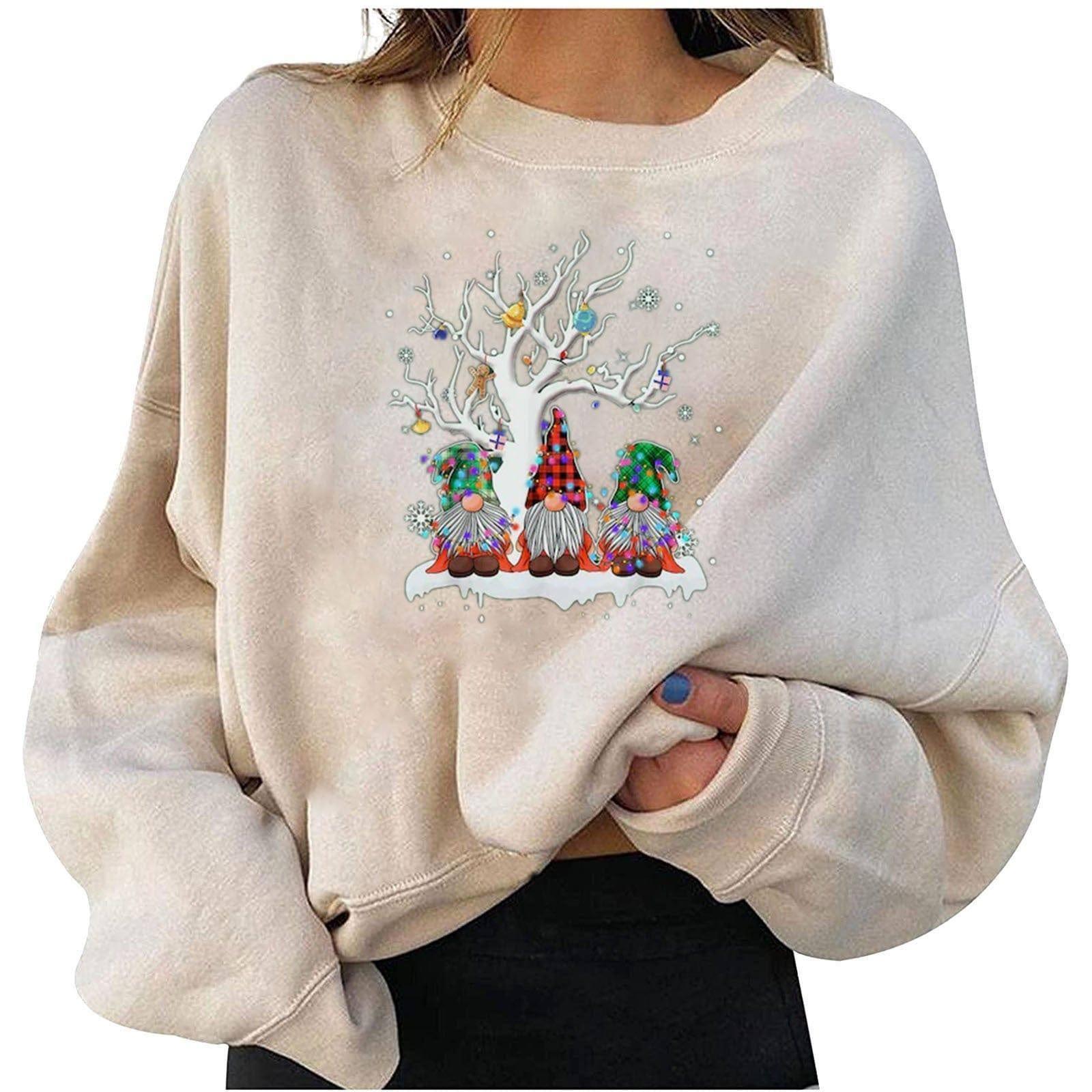 Fleece Christmas Personalized Printing Fashion Loose Sweater-11style-12