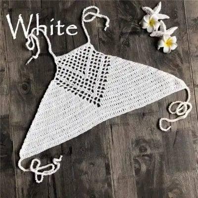 Hand Crochet Beach Bikini Hollow Beach Braid Wrapped-White-2