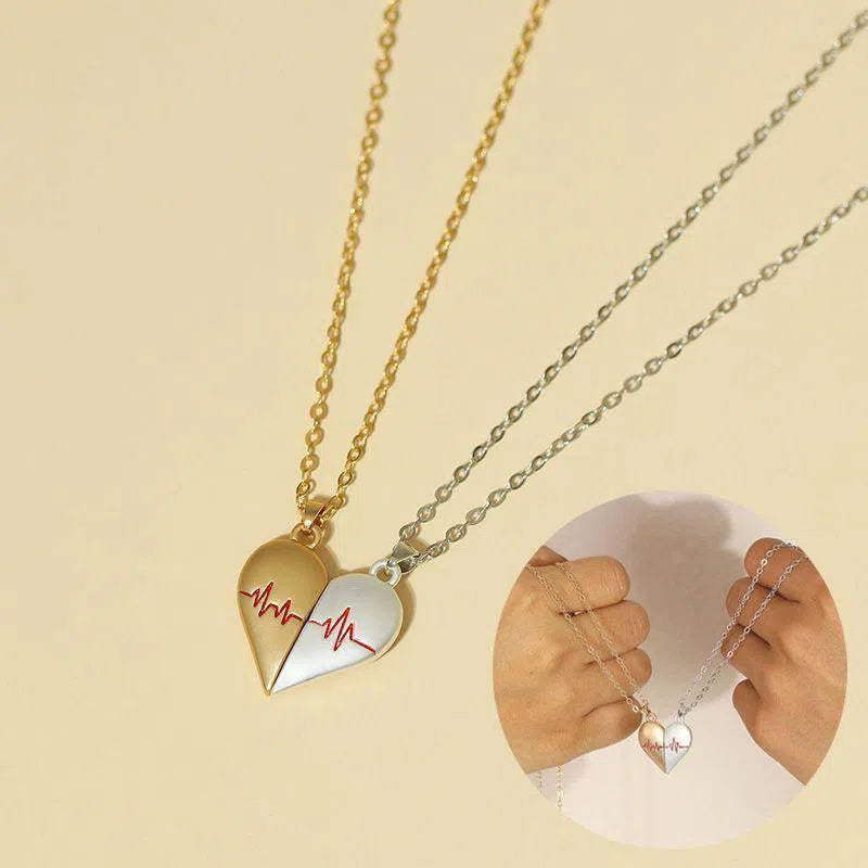 Heartbeat Magnetic Heart Necklace Love Couple Jewelry-1