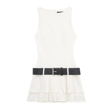 Stylish Pleated Mini Dress for Every Occasion-White-6