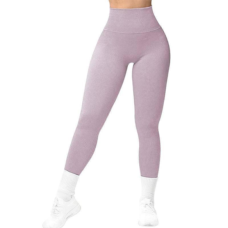 High Waist Seamless Leggings Threaded Knitted Fitness Pants-7