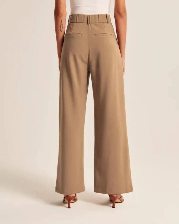 High Waist Straight Trousers With Pockets Wide Leg Casual Suit Pants For Women-2