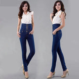 high waisted jeans female thin elastic feet pencil pants-3