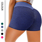 Honeycomb Design Yoga Pants Solid Color Hip-lifting Fitness Sports Shorts For Women-1