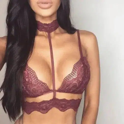 Hot Women Crop Tops Lace Choker Bralette Bustier-A-2