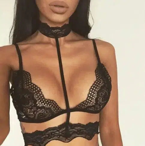 Hot Women Crop Tops Lace Choker Bralette Bustier-4