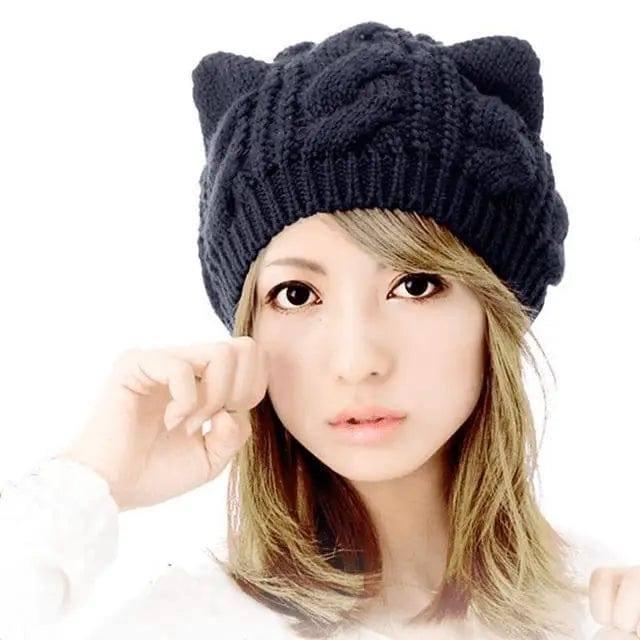 Knitted hat-Blue-10