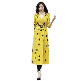 Korean Style Popular Over-the-knee Temperament Coat Coat-Yellow-4