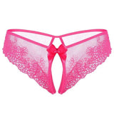 Lace Bow Non-take-off Thong Lingerie-Rosered-5