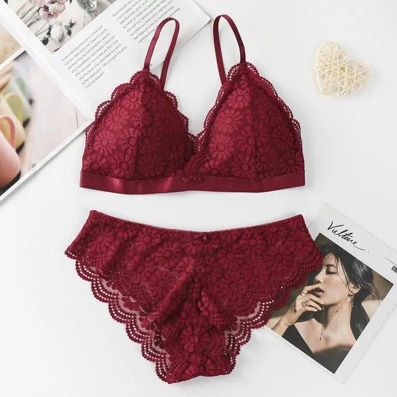 Elegant French Lace Bra for Understated Luxury-Redwine-6